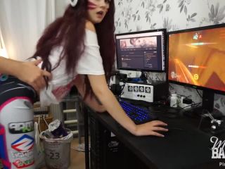 ManyVids Webcams Video presents Girl Miss Banana in D.Va having a quickie while gaming Webcam!-6