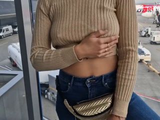 [GetFreeDays.com] I riskily show my tits at the airport, flashing my erect nipples Sex Stream February 2023-4