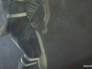 Girl in zentai spandex bodysuit sggles for air in underwater bondage  720p *-1