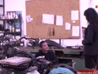 Hot Black Haired Milf Gets Fucked In A Car Workshop During The German R-0