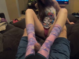 Sexy sockjob in purple stance socks - (Feet porn)-1