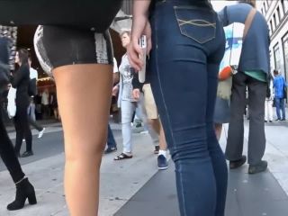 Candid Blonde Bubble Ass in Spandex Mini Dress -0