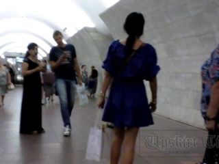 Upskirt-times.com- Ut_2577# Stunning brunette cutie in short blue dress. Our cameraman was raising her...-9