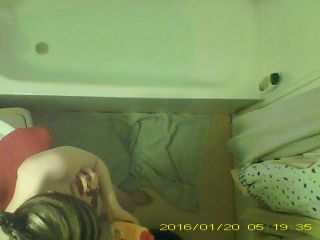 Blonde girl masturbating in the bathroom. spy cam-4