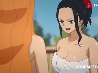 [GetFreeDays.com] Nami and Robin fuck in the Wano Kuni hot springs hidden from the men. Adult Clip May 2023-5