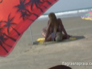 Brazilian couple having sex on the empty beach Public-2