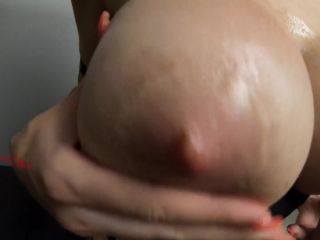 Miss Red Star - Massaging my Puffy Big Tits close up transformation of my NIPPLES 1080P - Huge boobs-3