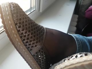 Nylon socks – Rina Foxxy – black nylon, feet flats tease-0