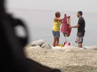 Chubby girl undresses at the beach BigAss!-1