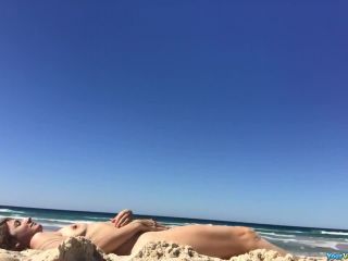 Nude gal with saggy tits in the beach-1