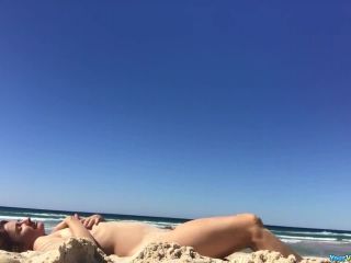Nude gal with saggy tits in the beach-5