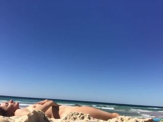 Nude gal with saggy tits in the beach-7