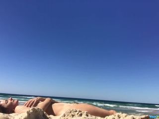 Nude gal with saggy tits in the beach-9
