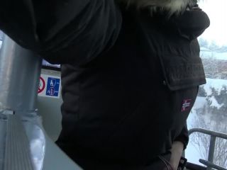 [Amateur] Brunette Masturbate in Ski Lift  brunette touches herself while skiing-0
