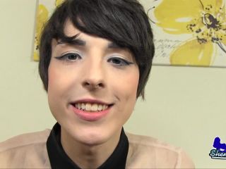Online shemale video Sexy Caiden Hall with her furry tail and hard cock-9