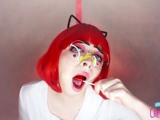 Redhead teen suck long pink dildo | cosplay | blowjob porn teen amateur public-1