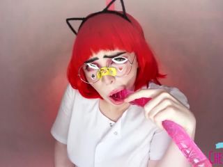 Redhead teen suck long pink dildo | cosplay | blowjob porn teen amateur public-7