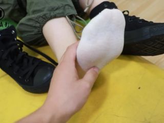 A ticklish chinese army training girl Foot-2