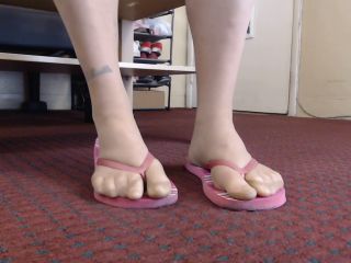 Pantyhose In Pink Flip Flops-3