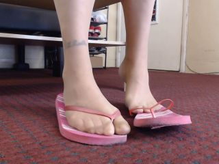 Pantyhose In Pink Flip Flops-5