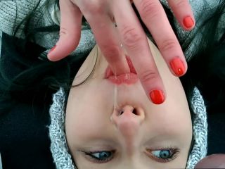 Laruna Mave Cold Public Blowjob ¦ POV Cumshot Facial Amateur!-9