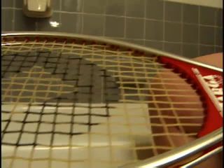 Delena brings a racket into the bathroom-4