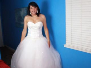 Mature CD Stephanie stroke and cum in her wedding dress-5