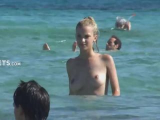 Skinny topless blonde with big boobs-6