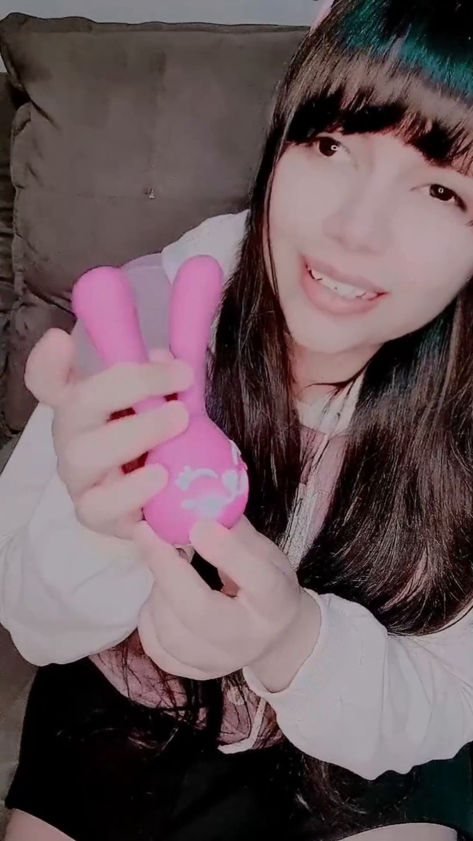 Cute Girl Using A Rabbit Vibrator To Masturbate  Hana Lily