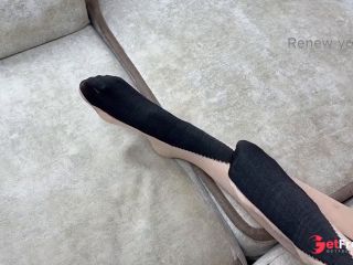 [GetFreeDays.com] Solo caressing long legs in black nylon pantyhose Adult Clip May 2023-1