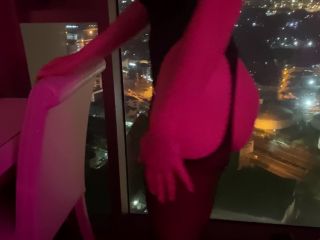 Nice Posing And Sucking In Black Pantyhose On The 40Th Floor.-0